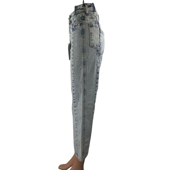 NEW Revice Women's Blue Acid Wash High Waisted Flare Cropped Denim Jeans Size 26 - Picture 2 of 5